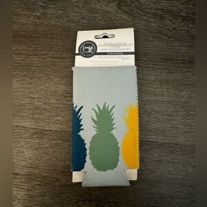 Pineapple Slim Can Koozie Set - Teal, Green, Yellow